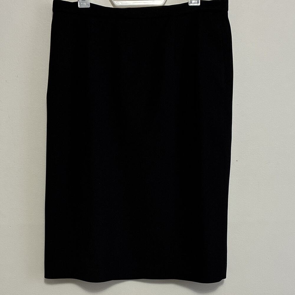 Vintage Pendleton Black Crepe Midi Pencil Skirt Size 16 Triacetate Blend